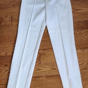 Elegant White Textured Women's Pants